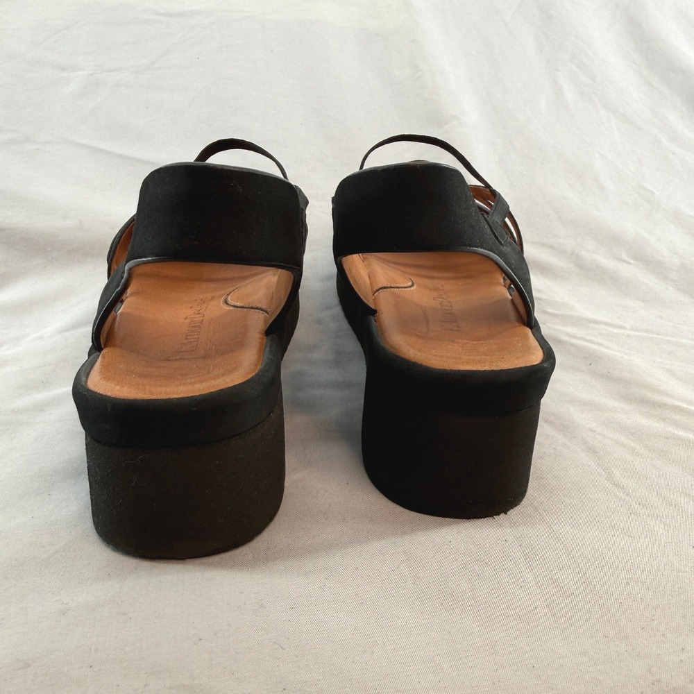 L'Amour Des Pieds Adelais Black Leather Platform Peep Toe Sandals Womens 7.5M - Picture 5 of 8